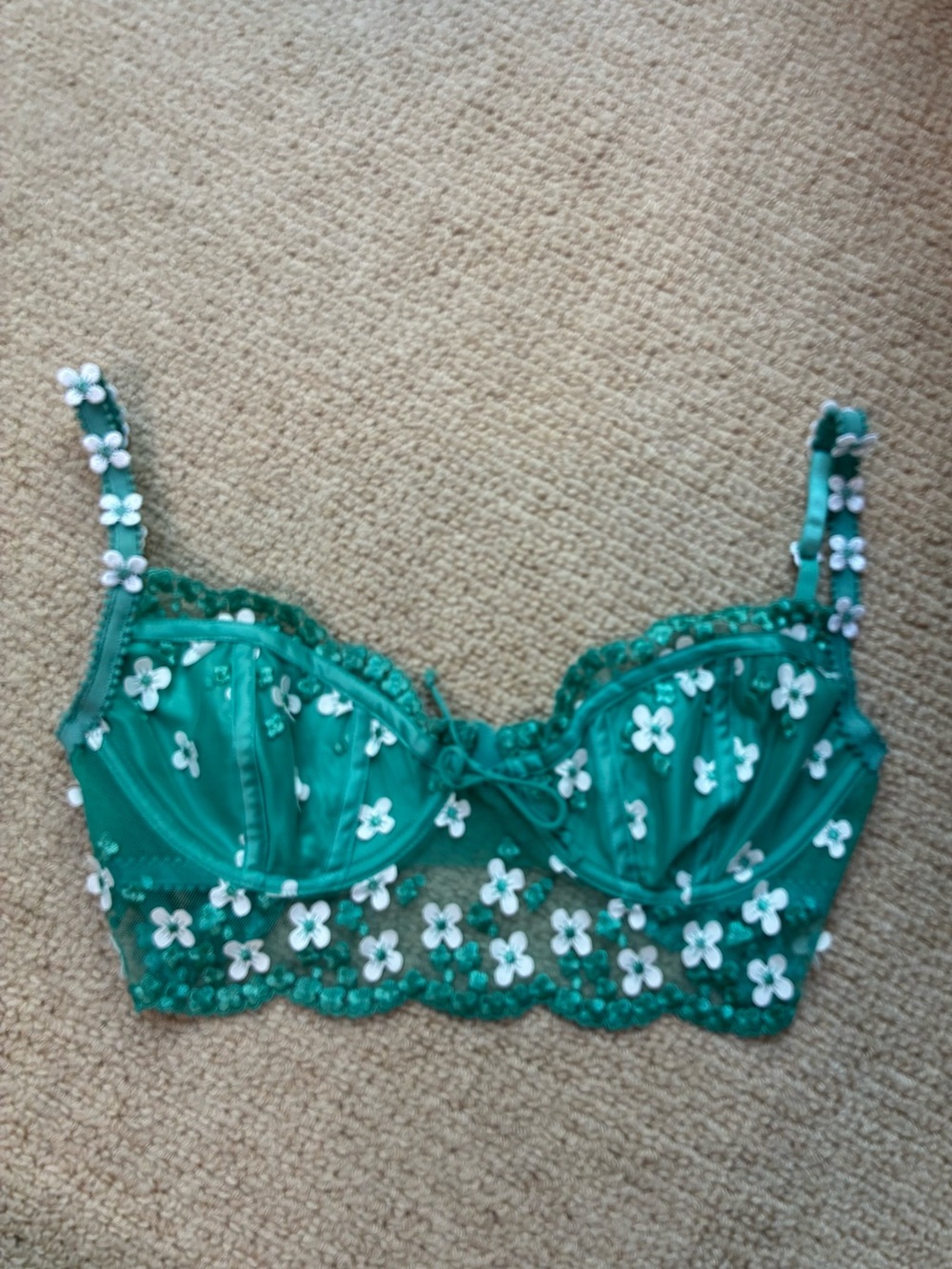 For Love & Lemons Floral Lace Longline Bralette top - Picture 2 of 6